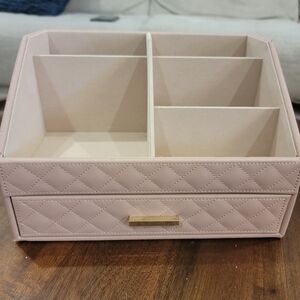 Quilted Pink Storage Organizer. Rose Gold With Drawer.